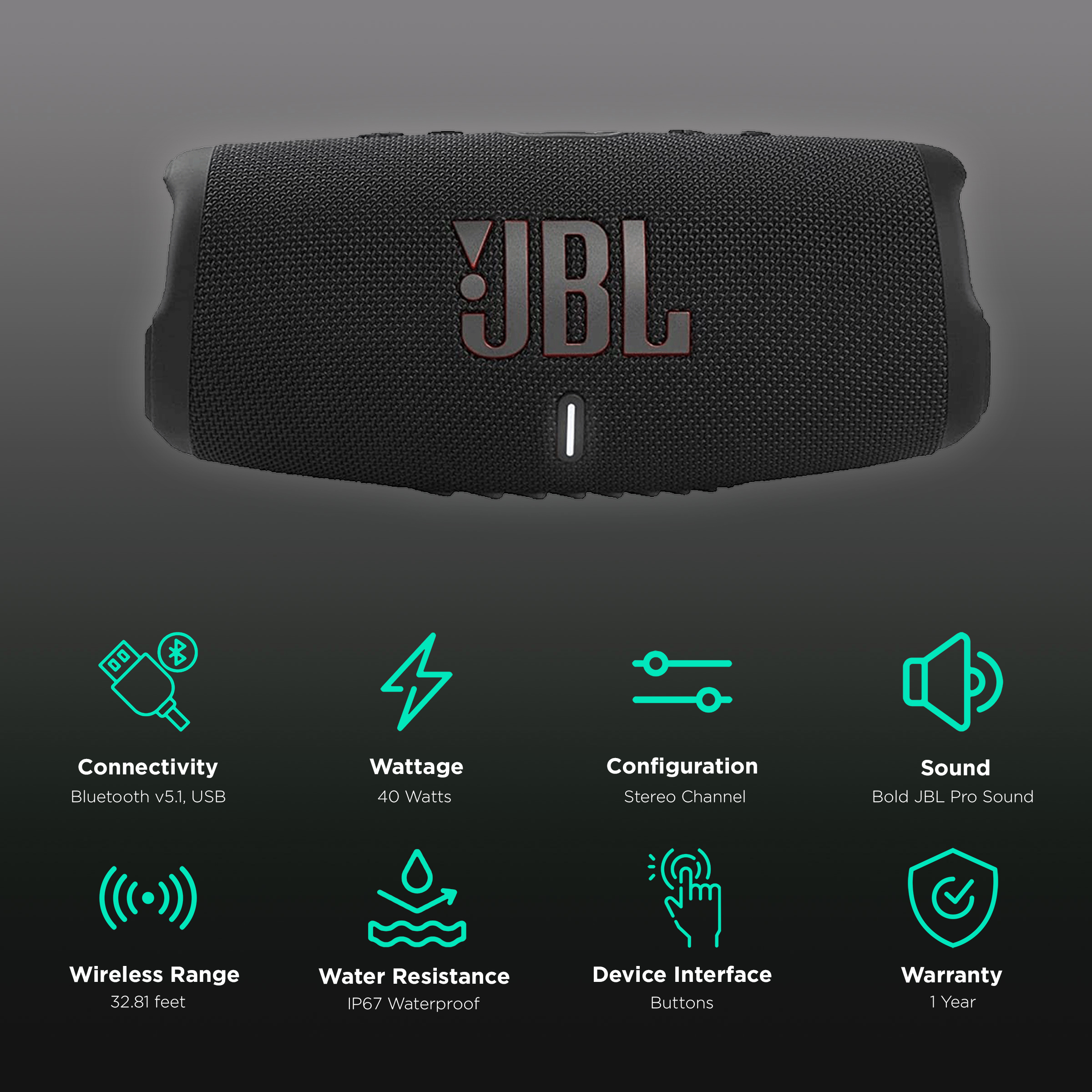 Buy Jbl Charge 5 40w Portable Bluetooth Speaker Ip67 Waterproof